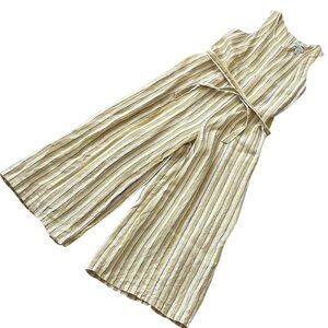 Rachel Zoe 100% Linen Wide Leg Jumpsuit Romper Maxi Striped Spring Womens 10